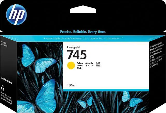 Alt view image 3 of 14 - HP 745 130-ml DesignJet Yellow Ink Cartridge, F9J96A