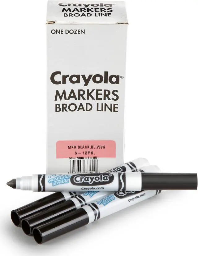 Alt view image 3 of 6 - Crayola Broad Line Washable Markers Broad Bullet Tip Black 12/Box 587800051