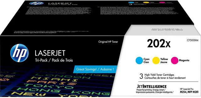 Alt view image 2 of 20 - HP 202X 3-pack High Yield Cyan/Magenta/Yellow Original LaserJet Toner