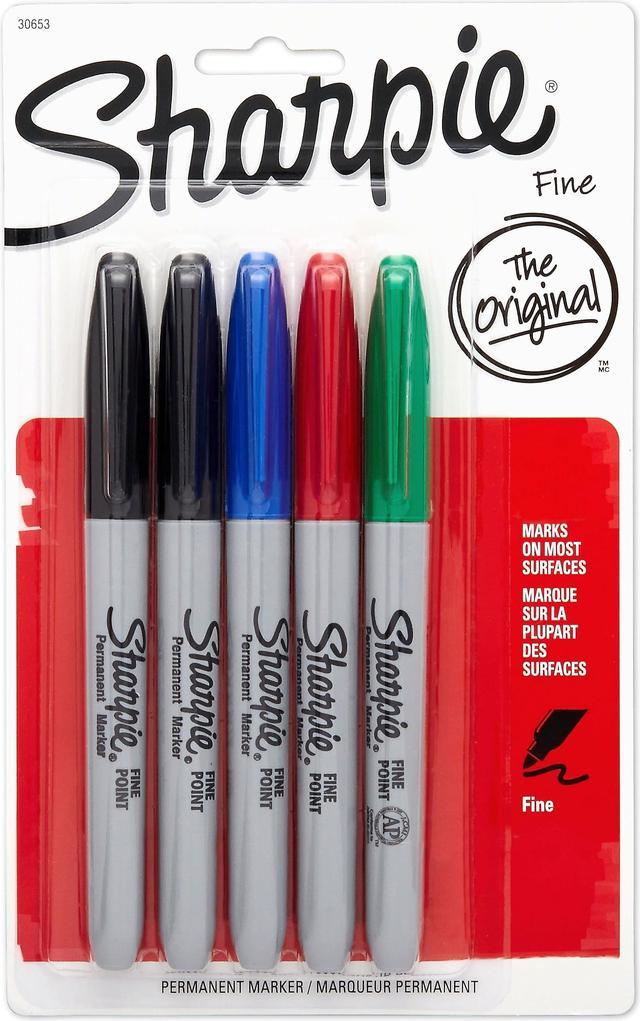 Sharpie Permanent Markers Fine Point Assorted Colors 5/Pack (30653) 270850  