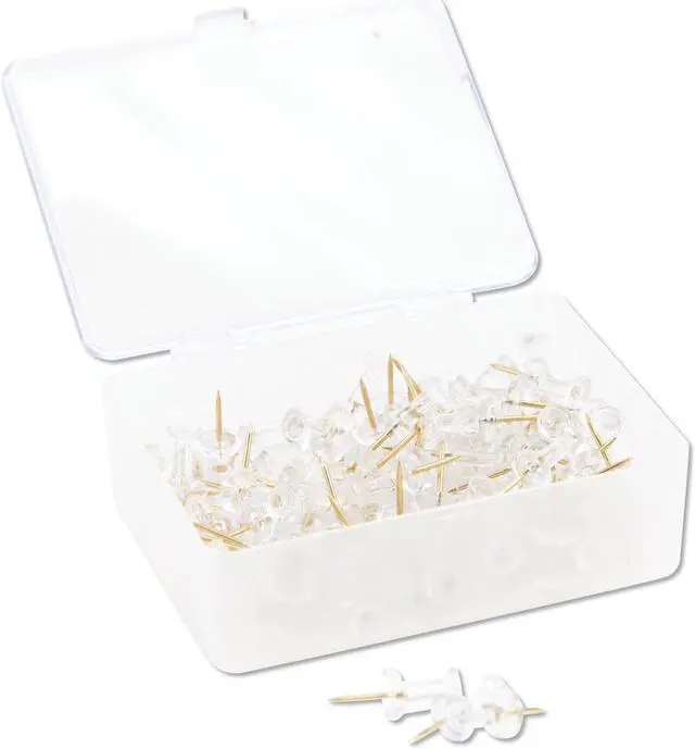 Alt view image 12 of 14 - Signature Push Pins, Clear Head with Gold Prong, 100 Count UBR3087U0624