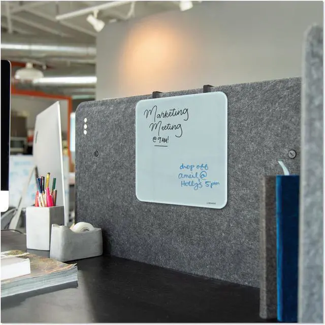 Alt view image 3 of 17 - U Brands Cubicle Glass Dry Erase Board 12 x 12 White 3690U00-01