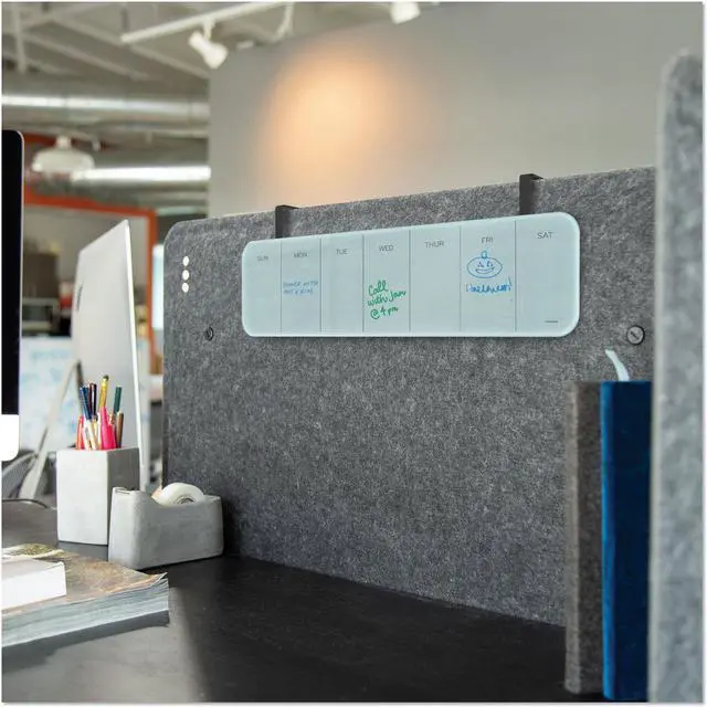 Alt view image 6 of 20 - U Brands Cubicle Glass Dry Erase Undated One Week Calendar Board 20 x 5.5 White