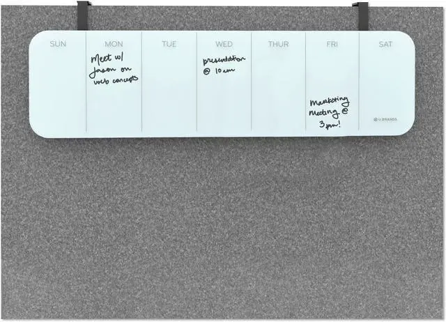 Alt view image 7 of 20 - U Brands Cubicle Glass Dry Erase Undated One Week Calendar Board 20 x 5.5 White