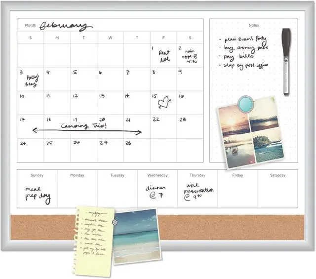 Alt view image 5 of 20 - U Brands 4N1 Magnetic Dry Erase Combo Board 36 x 24 White/Natural 3891U00-01