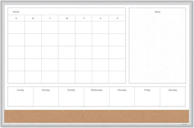 Alt view image 4 of 20 - U Brands 4N1 Magnetic Dry Erase Combo Board 36 x 24 White/Natural 3891U00-01
