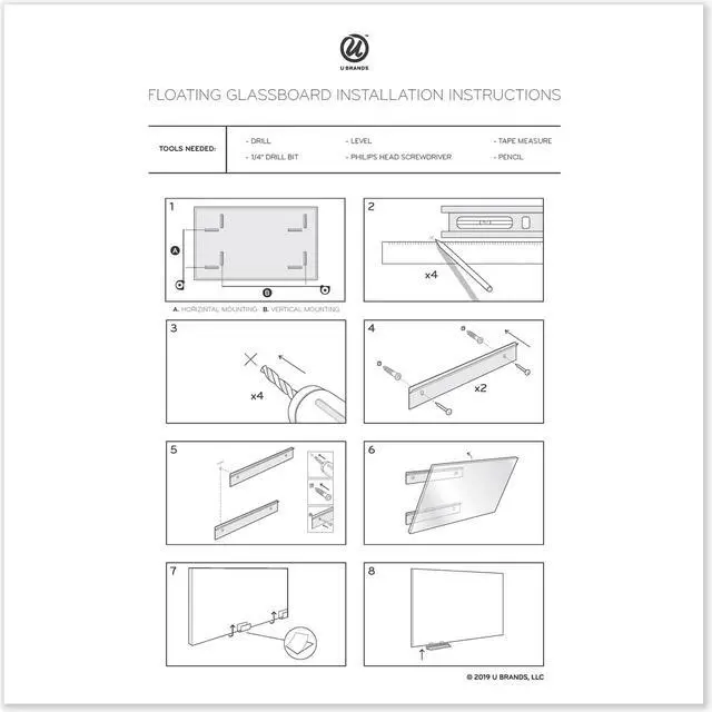 Alt view image 5 of 16 - Floating Glass Dry Erase Board, 36 x 24, White 3975U0001