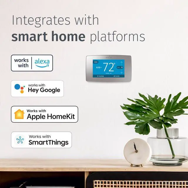 Alt view image 2 of 10 - Emerson Sensi Touch Wi-Fi Thermostat for Smart Home with Touchscreen Color Display, Silver