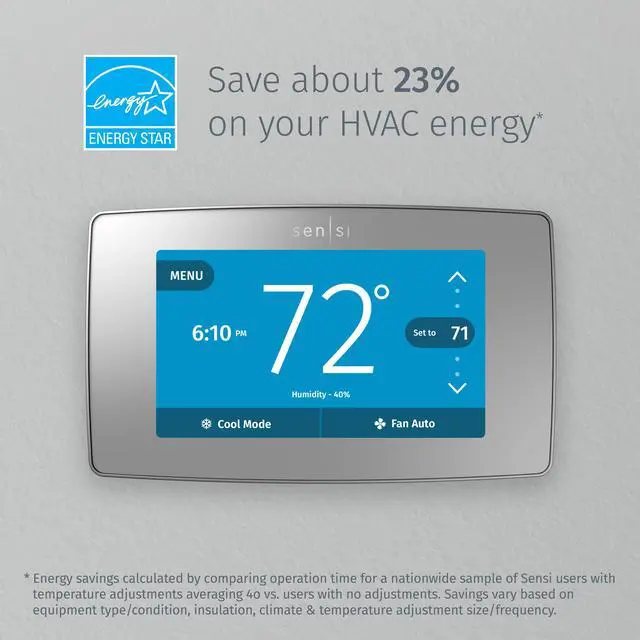 Alt view image 5 of 10 - Emerson Sensi Touch Wi-Fi Thermostat for Smart Home with Touchscreen Color Display, Silver
