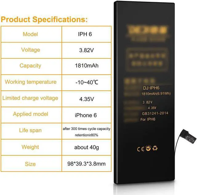 Alt view image 3 of 5 - DEJI Internal Battery Replacement for iPhone 6