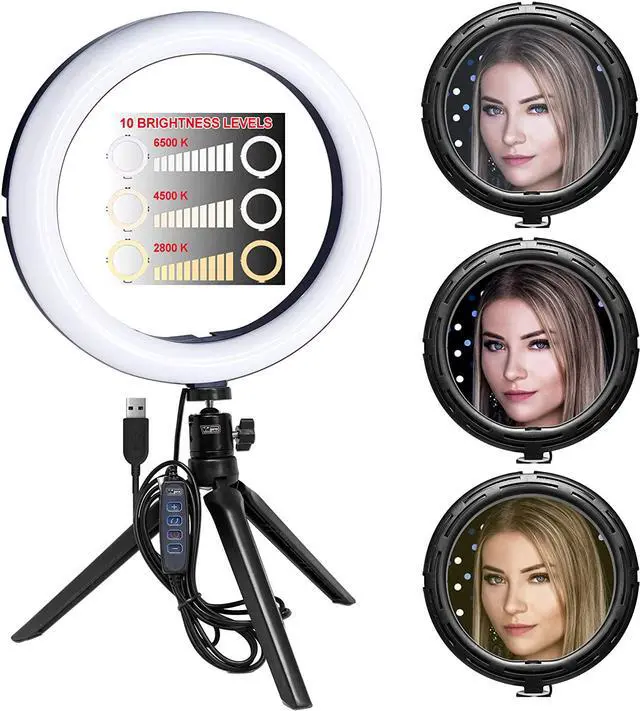 Main image of Vidpro RL-10 10" Inch LED Ring Light Kit with Mini Tripod & Ball Head USB Power