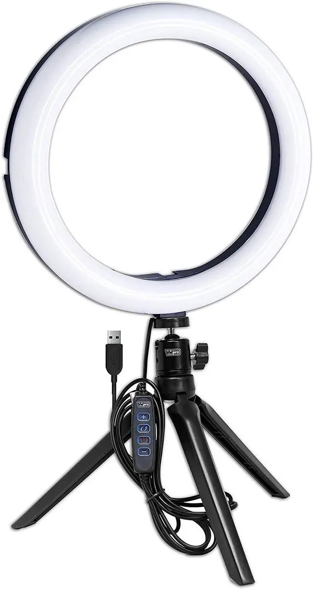 Alt view image 2 of 5 - Vidpro RL-10 10" Inch LED Ring Light Kit with Mini Tripod & Ball Head USB Power