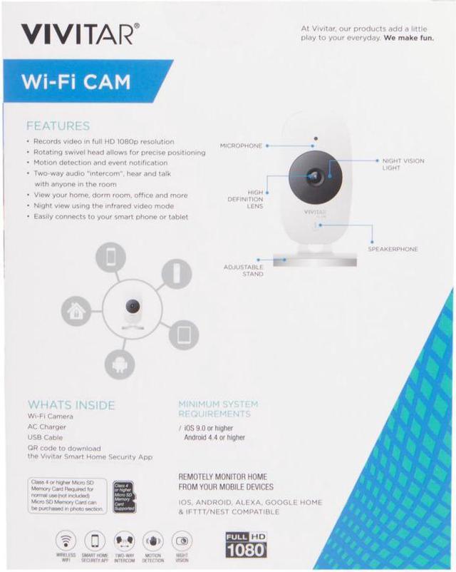 Alt view image 8 of 9 - Vivitar 2 Pack IPC-113 1080p HD Wi-Fi Smart IP Camera with Wide Angle Lens White