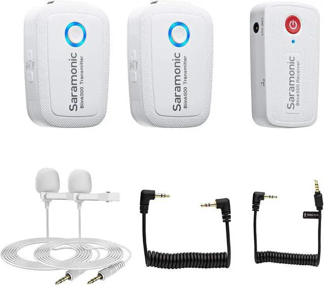 Alt view image 8 of 14 - Saramonic Blink 500 B2 2-Person Digital Camera-Mount 2.4 GHz Wireless Omnidirectional Lavalier Microphone System, Snow White