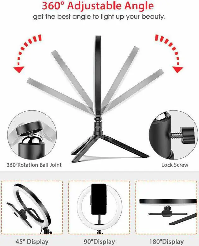 Alt view image 6 of 7 - Vivitar Vlog Essentials 10 Inch Full Color RGB LED Ring Light 360° Rotation with Phone Cradle Remote and Tripod