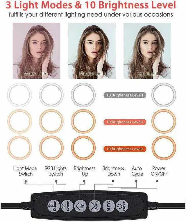 Alt view image 4 of 7 - Vivitar Vlog Essentials 10 Inch Full Color RGB LED Ring Light 360° Rotation with Phone Cradle Remote and Tripod
