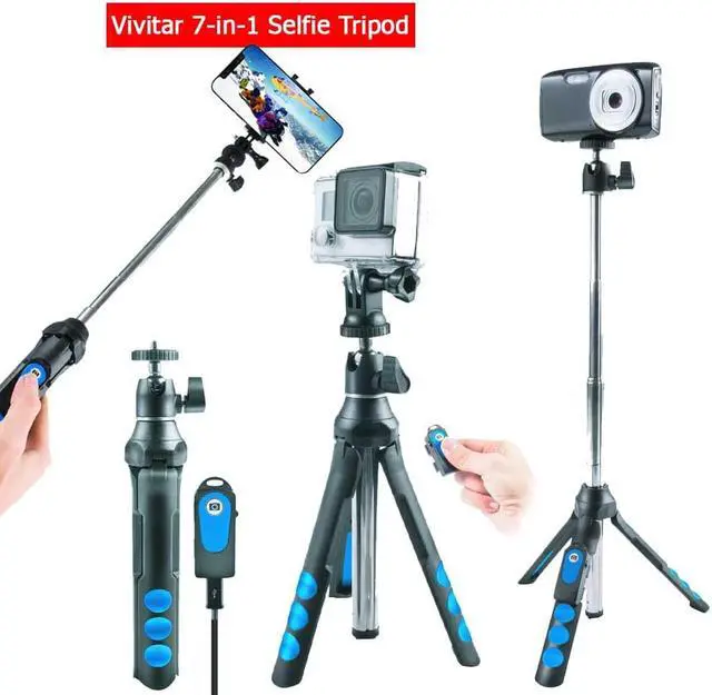 Alt view image 7 of 7 - Vivitar 7-in-1 Streaming Essentials Selfie Tripod Selfie Stick with Wireless Remote for Smartphones Cameras and GoPro
