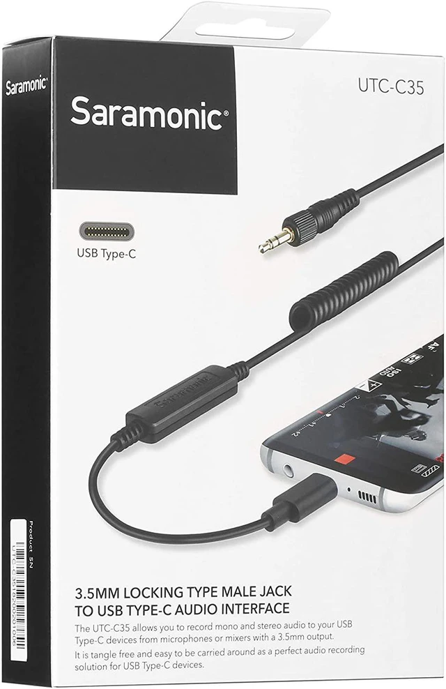 Alt view image 2 of 6 - Saramonic UTC-C35 3.5mm Locking Male to USB C Adapter Cable with A/D Converter