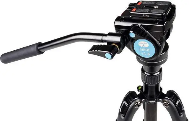 Alt view image 7 of 11 - Sirui T-024S Light Carbon Fiber Tripod with VA-5 Ultra Compact Fluid Video Head