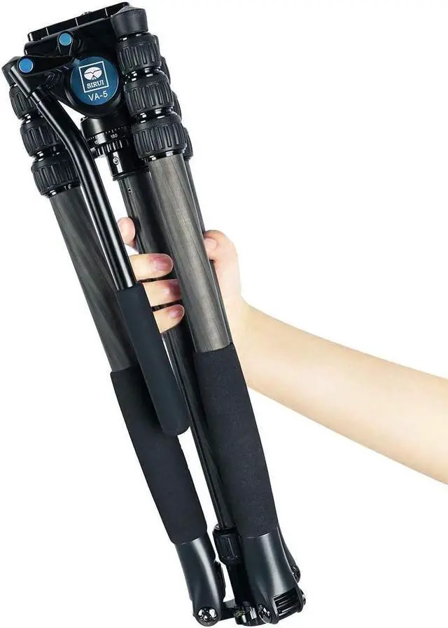 Alt view image 9 of 11 - Sirui T-024S Light Carbon Fiber Tripod with VA-5 Ultra Compact Fluid Video Head