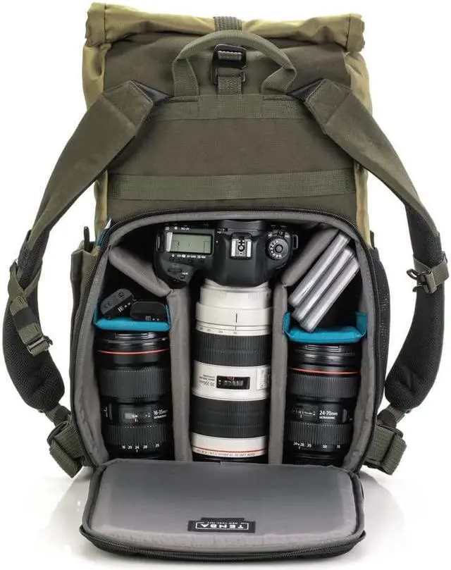 Alt view image 10 of 14 - Tenba Fulton V2 16L Backpack for Mirrorless or DSLR Camera, Tan/Olive #637-737