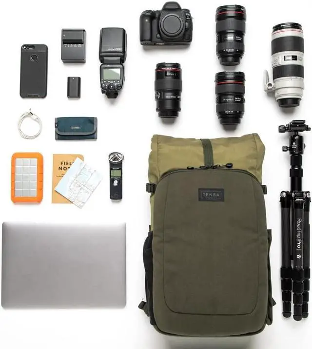 Alt view image 14 of 14 - Tenba Fulton V2 16L Backpack for Mirrorless or DSLR Camera, Tan/Olive #637-737