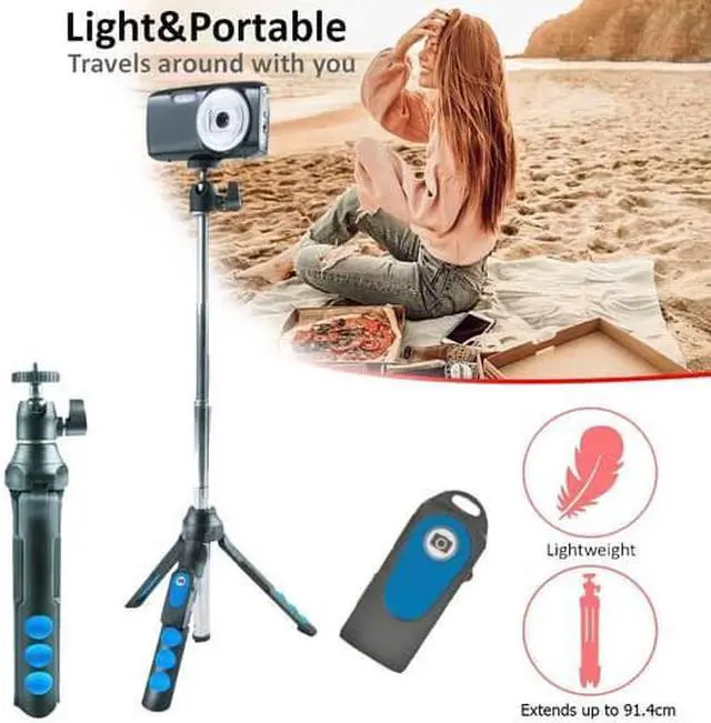 Alt view image 6 of 7 - Vivitar 7-in-1 Streaming Essentials Selfie Tripod Selfie Stick with Wireless Remote for Smartphones Cameras and GoPro