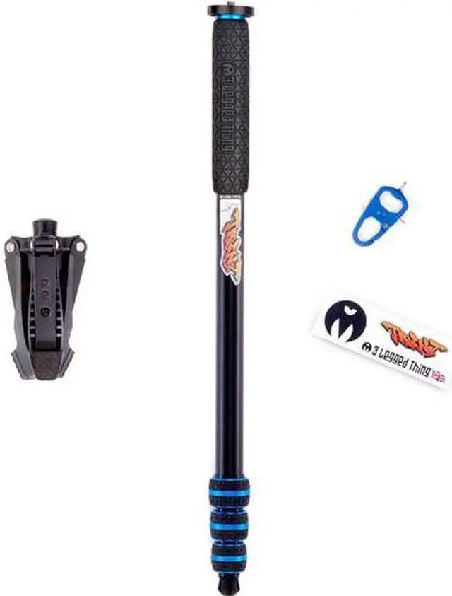 Alt view image 4 of 13 - 3 legged thing punks trent 2.0 monopod with docz2 foot spreader kit - lightweight magnesium alloy camera monopod with multiple uses for heavy equipment - grey