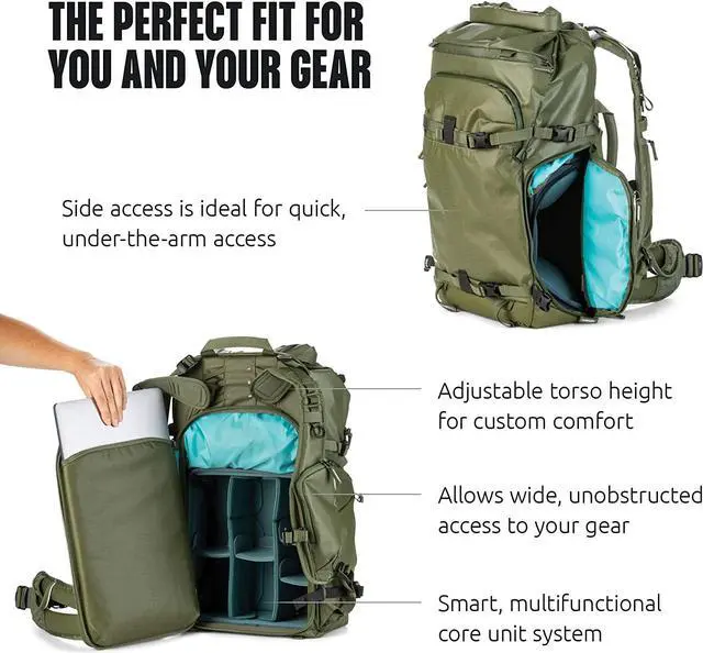 Alt view image 6 of 20 - Shimoda Action X40 v2 Camera Backpack Kit Medium DSLR Core Army Green 520-133