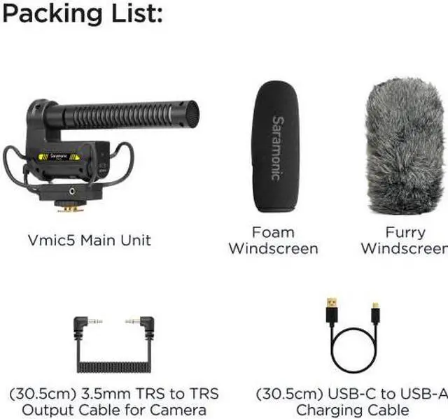 Alt view image 7 of 17 - Saramonic Vmic5 Super-Cardioid Shotgun Microphone #VMIC5