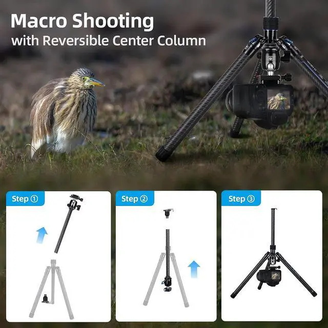 Alt view image 5 of 15 - SIRUI Carbon Fiber Tripod with B-00K Traveler X-I Max Load 22lbs AT-125+B-00K a