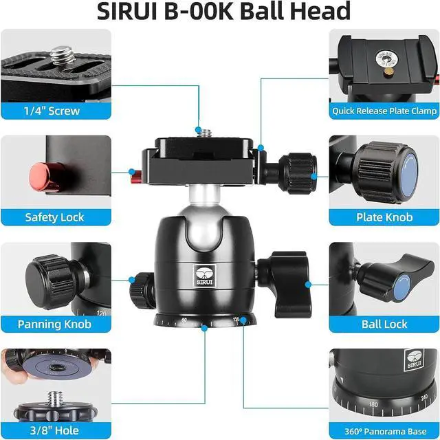 Alt view image 6 of 15 - SIRUI Carbon Fiber Tripod with B-00K Traveler X-I Max Load 22lbs AT-125+B-00K a