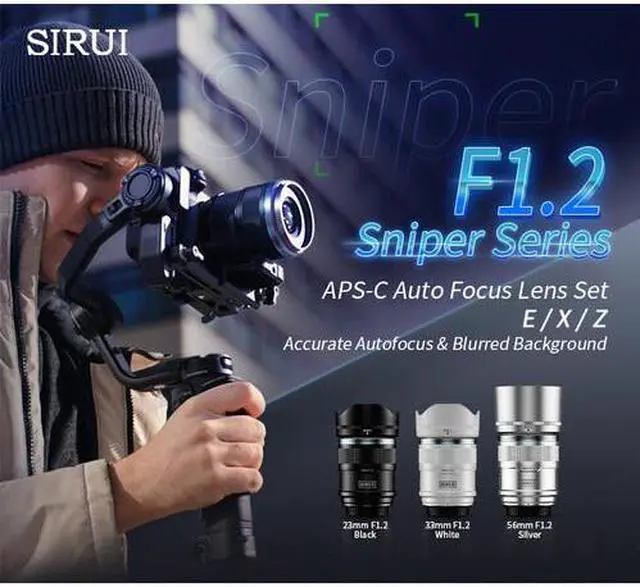 Alt view image 3 of 14 - Sirui Sniper f/1.2 Autofocus 3-Lens Set 23mm 33mm 56mm (Sony E, Black) AS-3S-EB