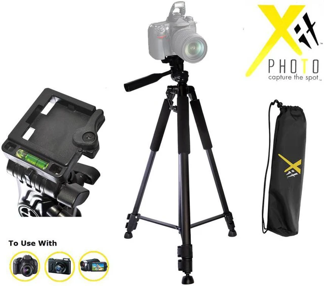 Alt view image 2 of 18 - 60" Xit Pro Series Aluminum Camera Tripod w/Bubble Level & Carrying Case XT60TRB