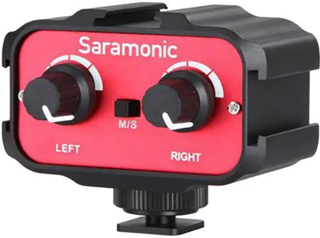 Alt view image 2 of 15 - Saramonic SR-AX100 Universal Audio Adapter/Shoe Expander with Stereo & Dual Mono 3.5mm Inputs for DSLR Cameras & Camcorders