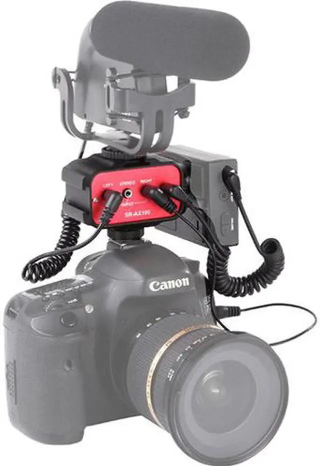 Alt view image 5 of 15 - Saramonic SR-AX100 Universal Audio Adapter/Shoe Expander with Stereo & Dual Mono 3.5mm Inputs for DSLR Cameras & Camcorders