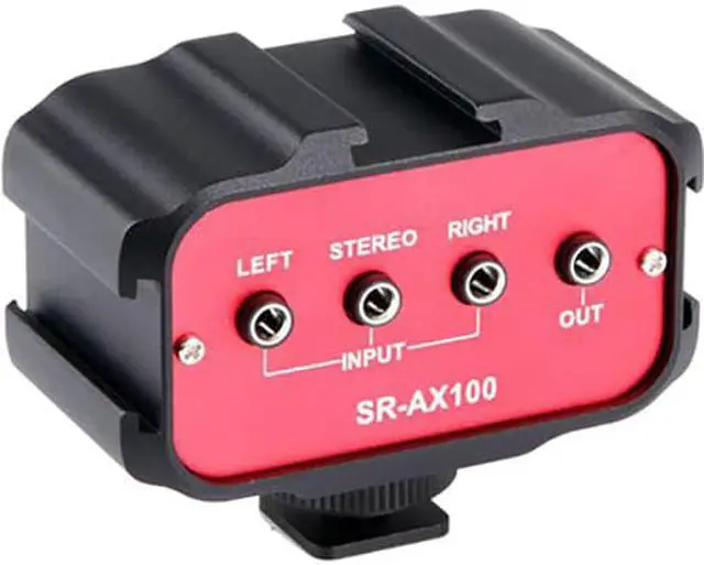 Alt view image 3 of 15 - Saramonic SR-AX100 Universal Audio Adapter/Shoe Expander with Stereo & Dual Mono 3.5mm Inputs for DSLR Cameras & Camcorders