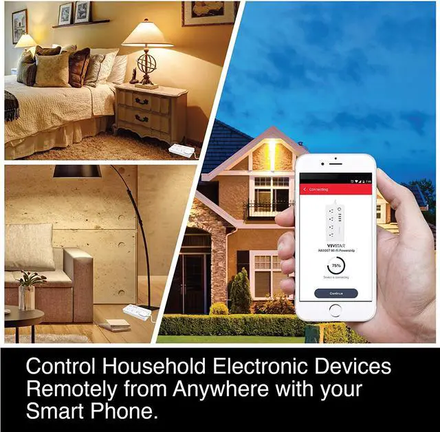 Alt view image 6 of 7 - Vivitar Smart Home Power Strip, Multi Plug with 4 USB Ports (HA-1007)