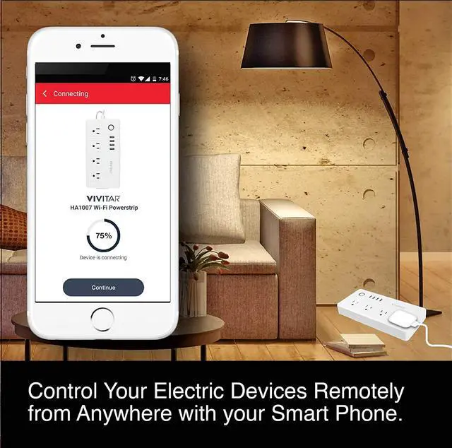 Alt view image 5 of 7 - Vivitar Smart Home Power Strip, Multi Plug with 4 USB Ports (HA-1007)