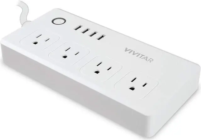 Alt view image 3 of 7 - Vivitar Smart Home Power Strip, Multi Plug with 4 USB Ports (HA-1007)