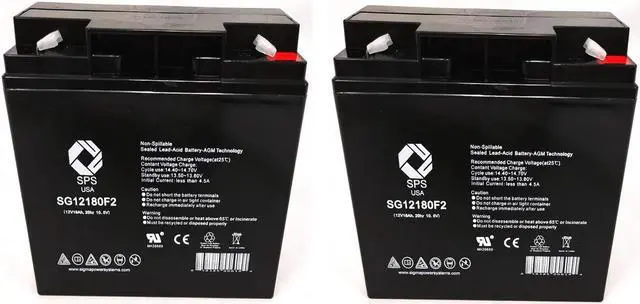 Main image of SPS Brand 12V 18 Ah terminal F2 Replacement Battery for Duracell SLAA12-18F2 (2 pack)