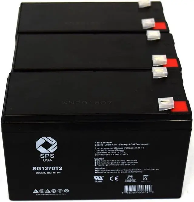 Main image of SPS Brand 12V 7 Ah Replacement Battery for Belkin Pro F6C525 UPS (3 PACK)