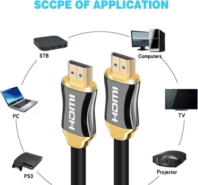 4K HDR HDMI Cable in-Wall CL3 Rated 4K60Hz (HDR10 8/10bit 18Gbps HDCP2.2  ARC) High Speed Ultra HD Shielded Cord Compatible with Apple-TV PS4 Xbox  PC,H