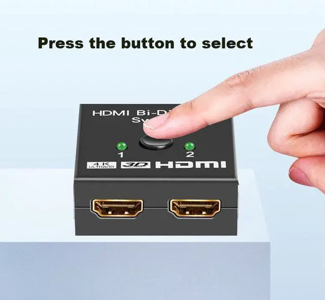 Alt view image 7 of 7 - Kirzi HDMI Switch 4K@60Hz Bi-Directional HDMI Splitter 2 in 1 Out Switcher with UHD 3D HDR, Compatible with PS5, PS4, Xbox Series X/S, Roku, Fire Stick, Black