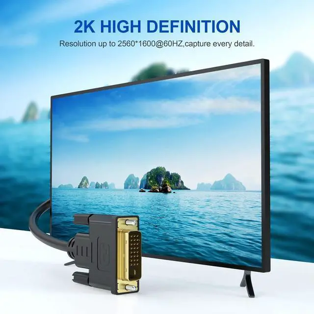 Alt view image 5 of 7 - Kirzi DVI Cable 6Feet,DVI to DVI 24+1 Male to Male Dual Link DVI-D Monitor Cable for PC HDTV Porjector 6 ft.