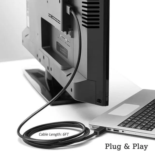 Alt view image 4 of 7 - Kirzi 4K Mini DisplayPort to HDMI Cable 10ft UHD Thunderbolt Cord Compatible with MacBook Air/Pro, Surface Pro, Monitor, TV, Projector 10 ft.