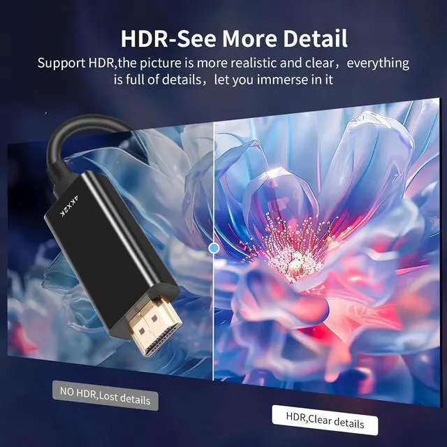 Alt view image 3 of 6 - 4K DP to HDMI Cable 3ft Uni-Directional cable adapter, support 4K@30Hz, 2K@60Hz, 1080P Full HD Compatible with Dell Monitor, Projector 3ft