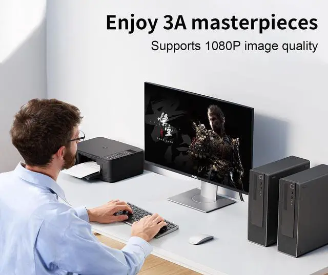 Alt view image 6 of 6 - DVI to VGA Cable 25Ft(8m) DVI 24+1 DVI-D M to VGA Male Gold Plated 1080P with Chip Active Adapter Converter Cable for PC-DVD-Monitor-HDTV-Laptop- Projector 25ft