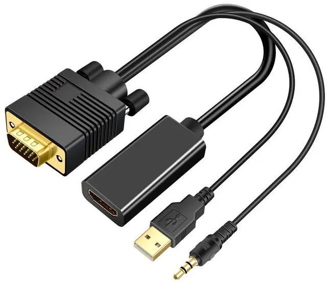 Main image of VGA to HDMI Adapter, 1080P Converter with Audio+USB Power from VGA Computer/Laptop to HDMI TV/Monitor, Male to Female(1ft)