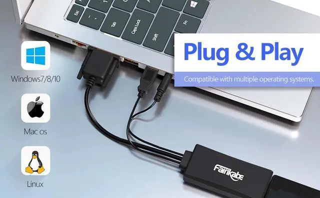 Alt view image 4 of 6 - VGA to HDMI Adapter, 1080P Converter with Audio+USB Power from VGA Computer/Laptop to HDMI TV/Monitor, Male to Female(1ft)